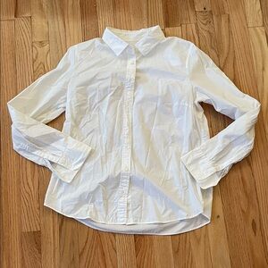 J Crew Button Up Top Womens 12 White The Boy Shirt 100% Cotton Old Money Preppy